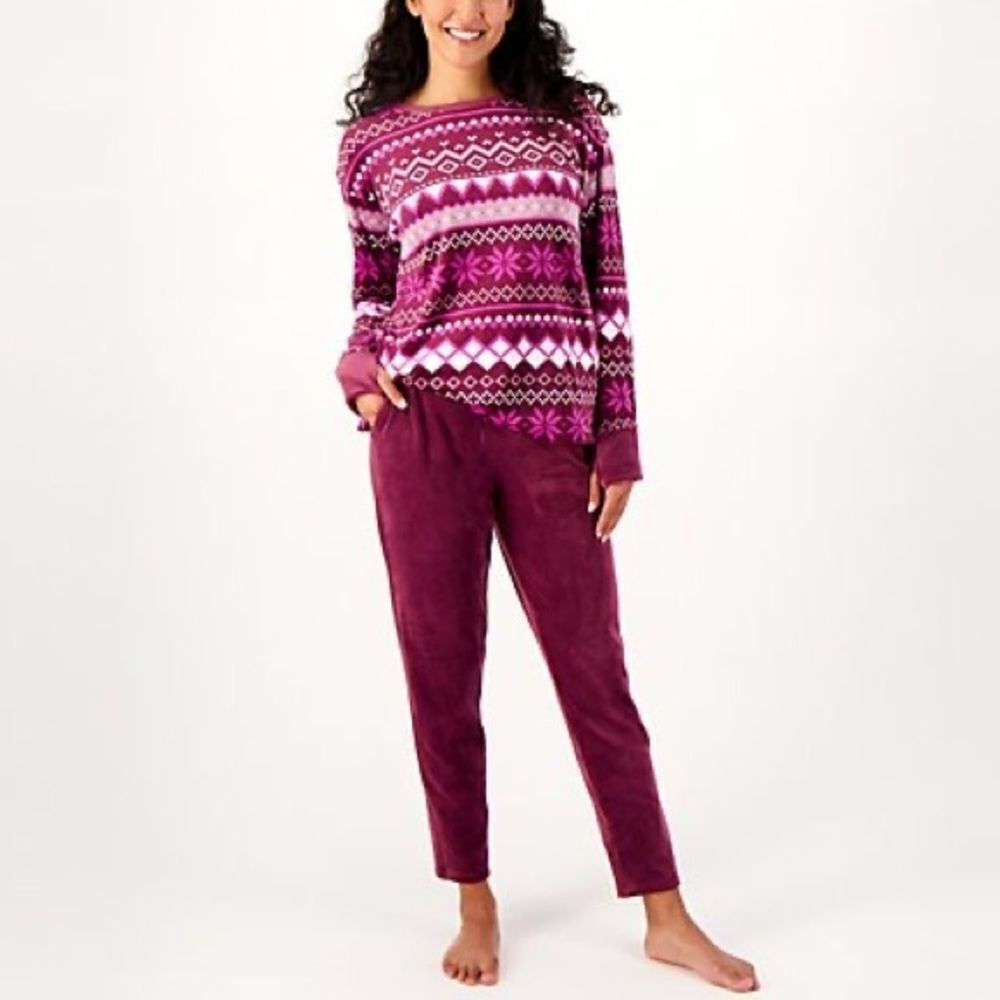Cuddl Duds Double Plush Velour Petite Lounge Set